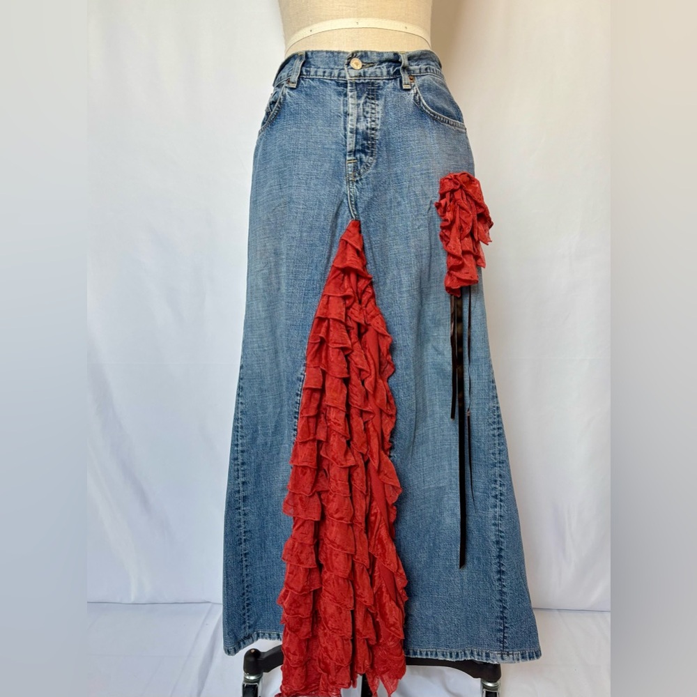 Repurposed Lucky Brand denim maxi skirt